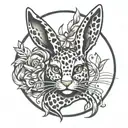 Playboy bunny logo intertwined within cheetah print tattoo design idea