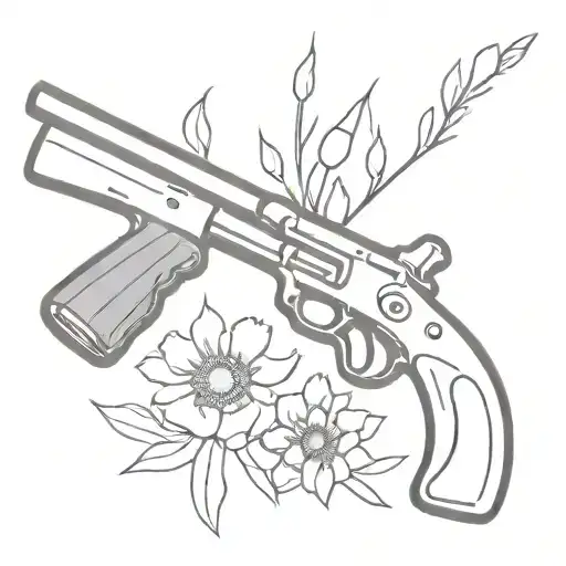 a broken shotgun from which flowers grow up" tattoo design idea