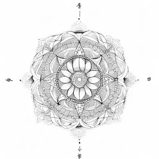 A dotwork mandala with a labyrinth pattern, symbolizing the journey through anxiety and finding inner peace tattoo design idea