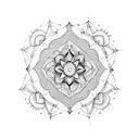 A dotwork mandala with a labyrinth pattern, symbolizing the journey through anxiety and finding inner peace tattoo design idea
