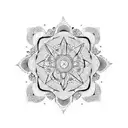 A dotwork mandala with a labyrinth pattern, symbolizing the journey through anxiety and finding inner peace tattoo design idea