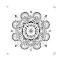 A dotwork mandala with a labyrinth pattern, symbolizing the journey through anxiety and finding inner peace tattoo design idea