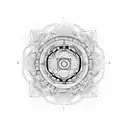 A dotwork mandala with a labyrinth pattern, symbolizing the journey through anxiety and finding inner peace tattoo design idea