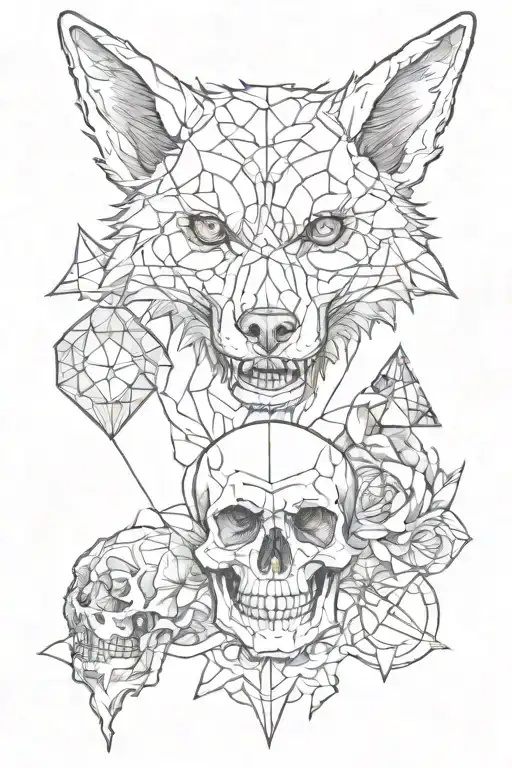 harry potter, skull, crystals, witchy, wolf howling tattoo design idea