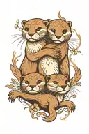 3 otters holding hands tattoo design idea