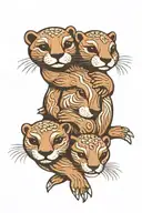 3 otters holding hands tattoo design idea