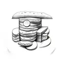 A sketch of a baker surrounded by bread, with the word 'Amor' written in flour tattoo design idea