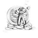 A sketch of a baker surrounded by bread, with the word 'Amor' written in flour tattoo design idea