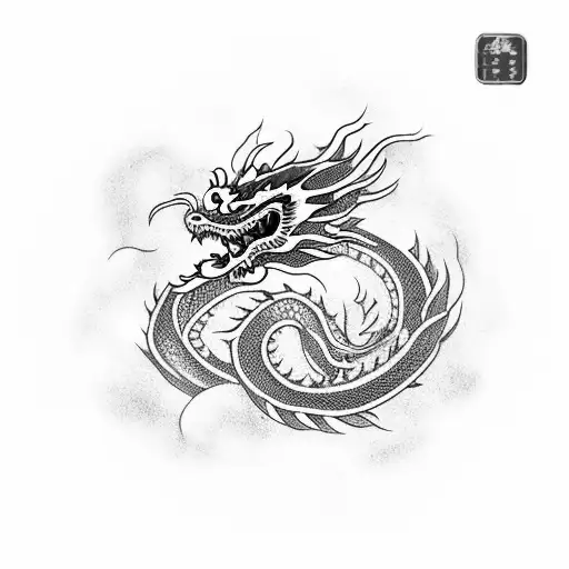 Chinese dragon emerging from a swirling cloud tattoo design idea
