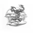 dragon spiralling down through clouds tattoo design idea