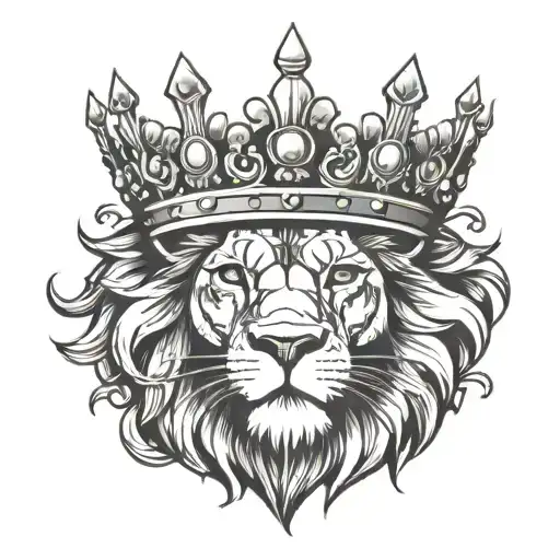 lion wearing crown tattoo design idea