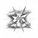 lightning like veins and cross of jesus with clouds tattoo design idea