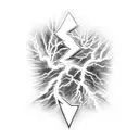 lightning like veins and cross of jesus with clouds tattoo design idea