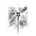 lightning like veins and cross of jesus with clouds tattoo design idea