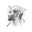 lightning like veins and cross of jesus with clouds tattoo design idea