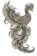 tribal patterns that form a phoenix  tattoo design idea