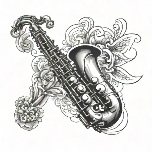 Saxophone tattoo design idea