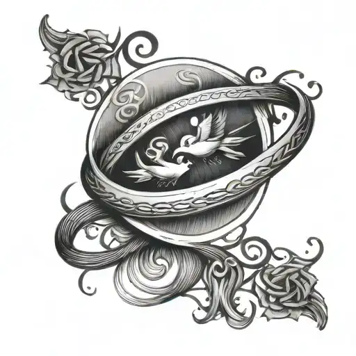 A tattoo design representing the bond between a parent and child, with subtle religious symbols intertwined tattoo design idea