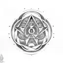 lotr symbol and god stmbol alchemy in the middle tattoo design idea
