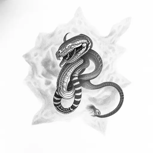 cobra com lua tattoo design idea