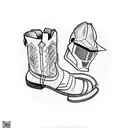 cowboy boots with dirt bike helmet tattoo design idea