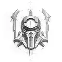 mark of the doom slayer in black and red tattoo design idea