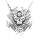 mark of the doom slayer in black and red tattoo design idea