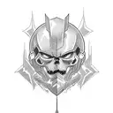 mark of the doom slayer in black and red tattoo design idea