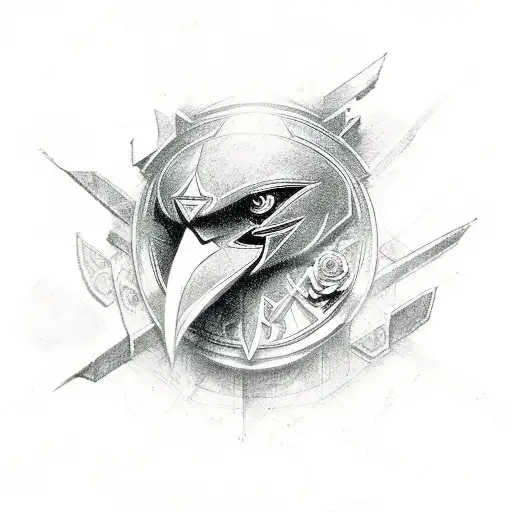 crow,rose,assassin's creed logo tattoo design idea