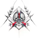 assassin's creed logo with thorns wrapping in and out of it tattoo design idea