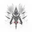 assassin's creed logo with thorns wrapping in and out of it tattoo design idea