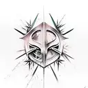 assassin's creed logo with thorns wrapping in and out of it tattoo design idea