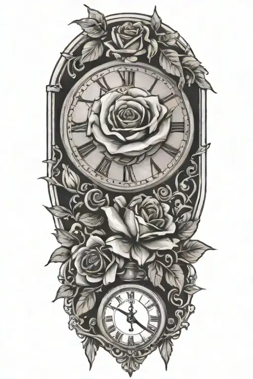 rose, cross and clock tattoo design tattoo design idea