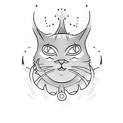 cat devil emoji tattoo design idea