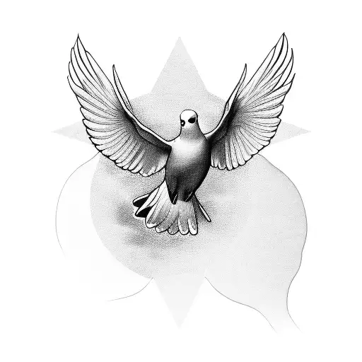 a dove mid flight and a reversed image of that dove but it is dead tattoo design idea