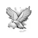 a dove mid flight and a reversed image of that dove but it is dead tattoo design idea