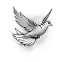 a dove mid flight and a reversed image of that dove but it is dead tattoo design idea