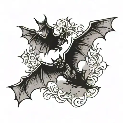 3 bats flying tattoo design idea