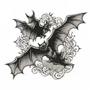 3 bats flying tattoo design idea