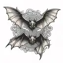 3 bats flying tattoo design idea
