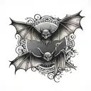 3 bats flying tattoo design idea