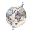 World Map upper half-sleeve  tattoo design idea