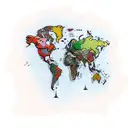World Map upper half-sleeve  tattoo design idea