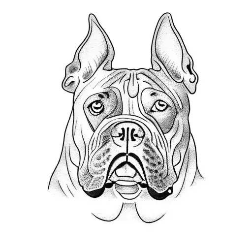 A blackwork tattoo of a Cão American bully in a hip-hop pose tattoo design idea