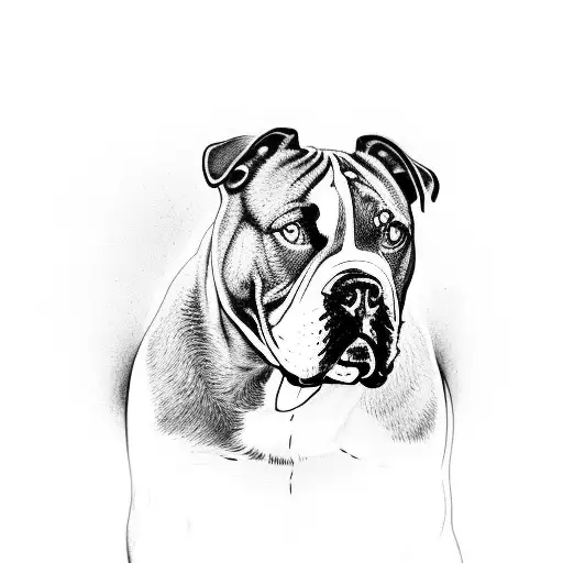 A portrait of a Cão American bully tattoo design idea