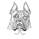 A blackwork tattoo of a Cão American bully in a hip-hop pose tattoo design idea