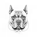 A portrait of a Cão American bully tattoo design idea
