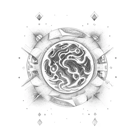 vanishing planet tattoo design idea