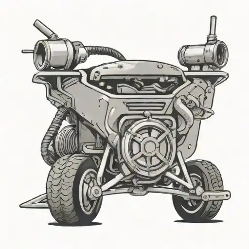 Design a tattoo of an electrician's tool belt wrapped around a racing car, symbolizing the client's occupation and passion for cars tattoo design idea