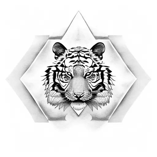 Tiger butterfly wolf tattoo design idea